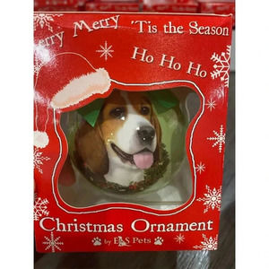 E&S Pets Beagle Christmas Ornament Red Shatterproof Holiday Decor